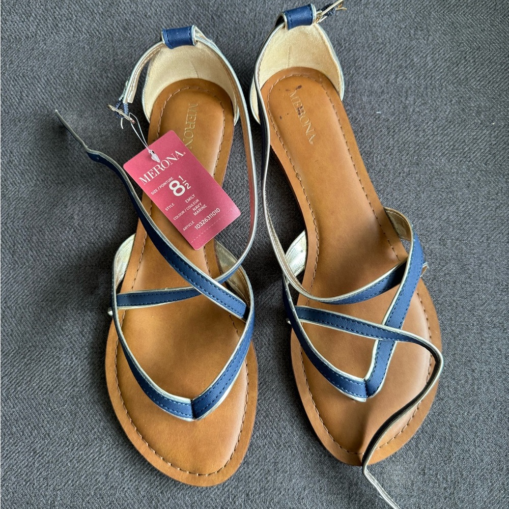 Merona Women's Blue and Tan Sandals